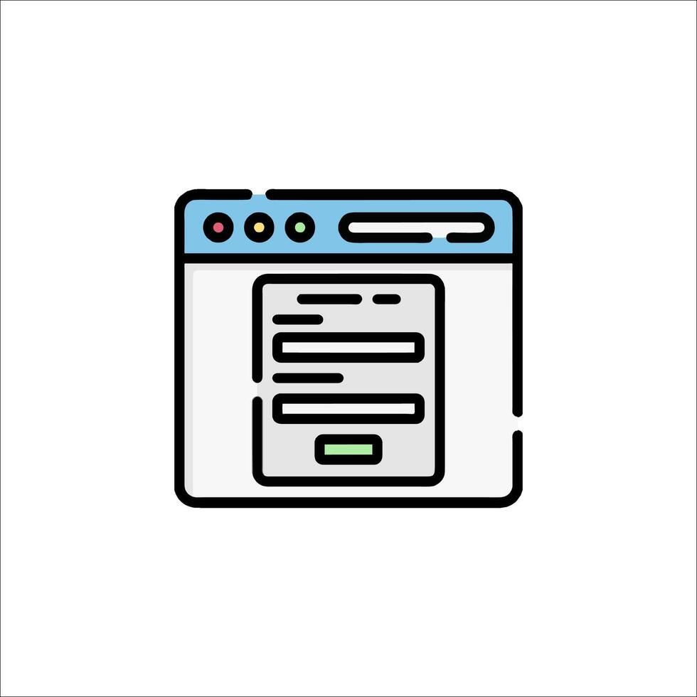 A web page icon with a green and blue color vector