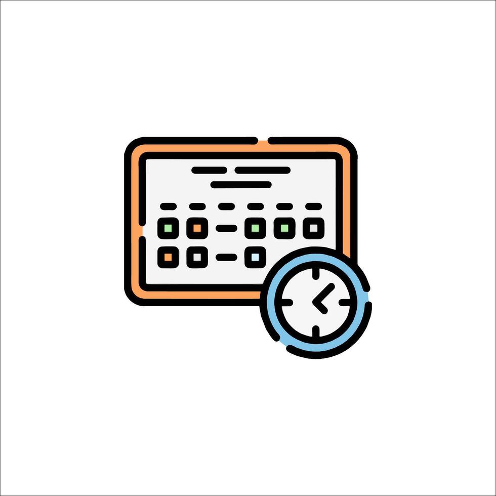A clock and a computer icon on a white background vector