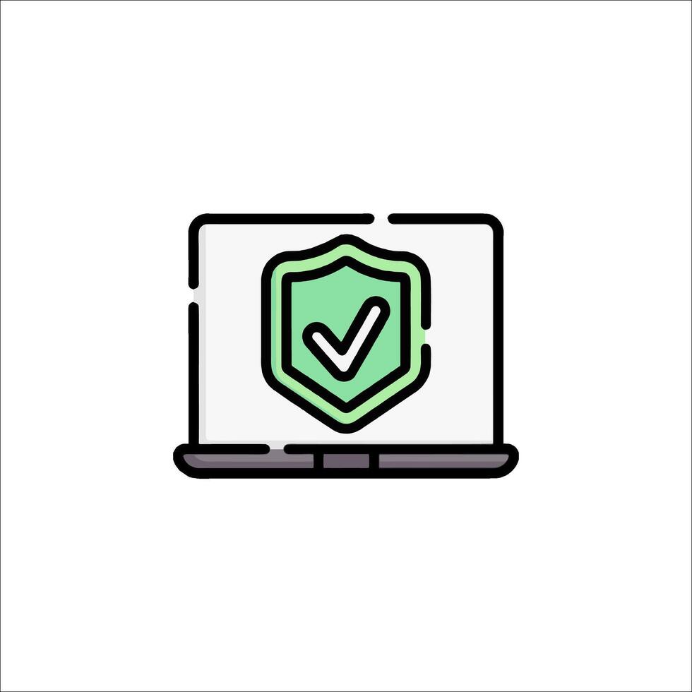 A laptop with a green check mark on it vector