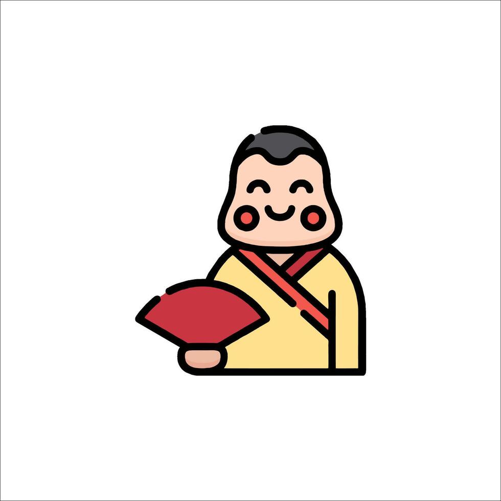 A cartoon character holding a fan vector