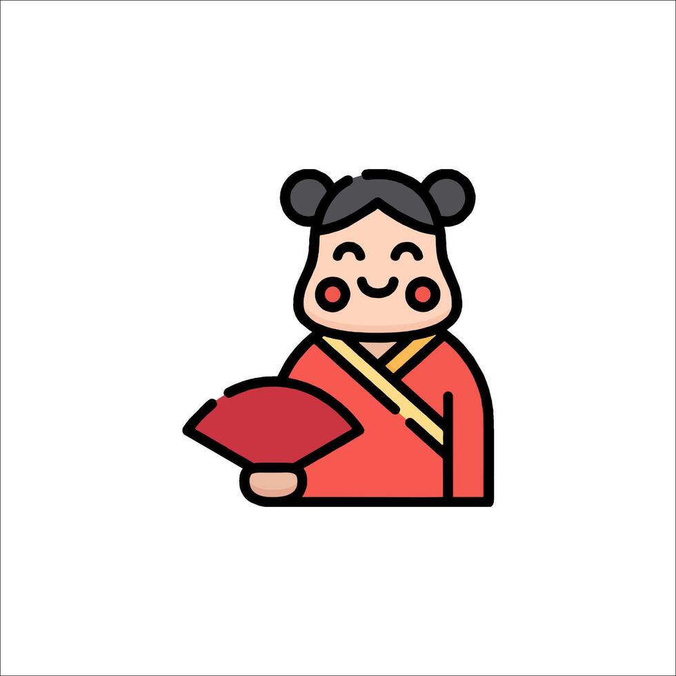 A cartoon character holding a fan vector