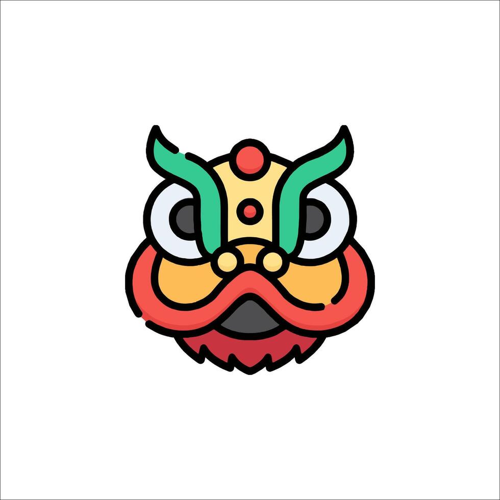 Chinese lion head icon vector