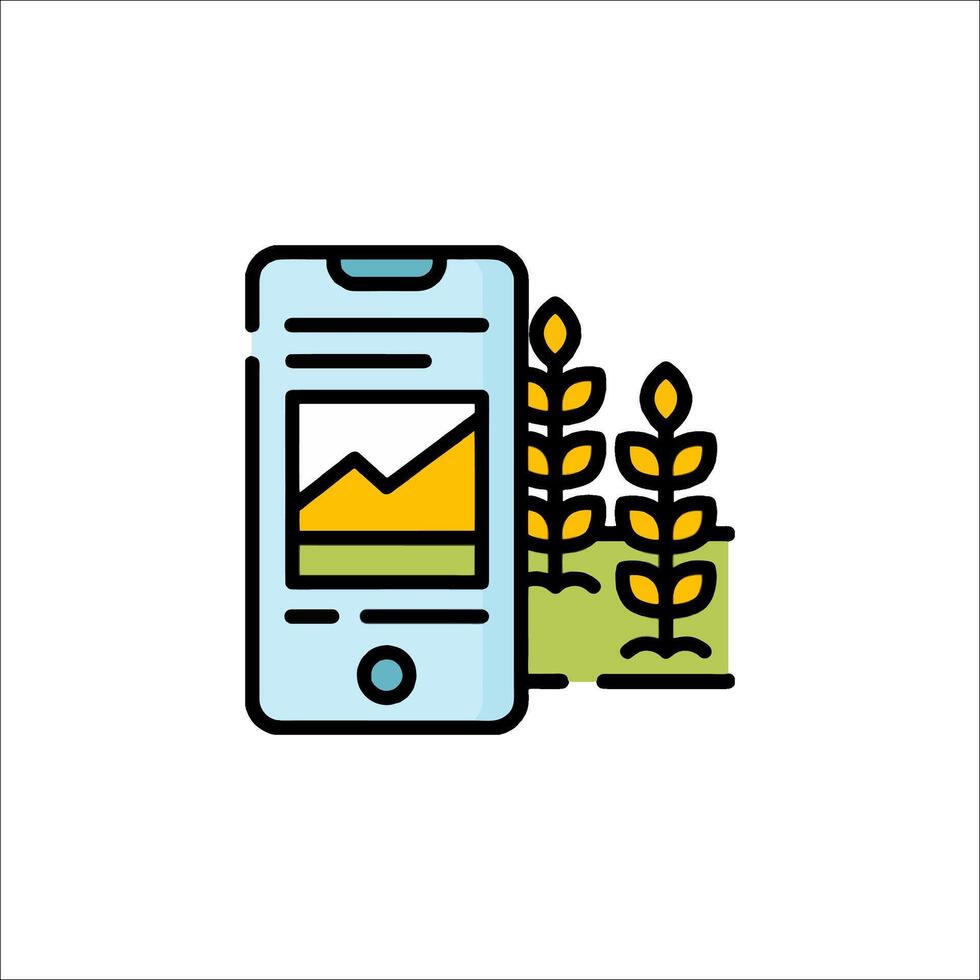 A smartphone with a photo of a field and a crop vector