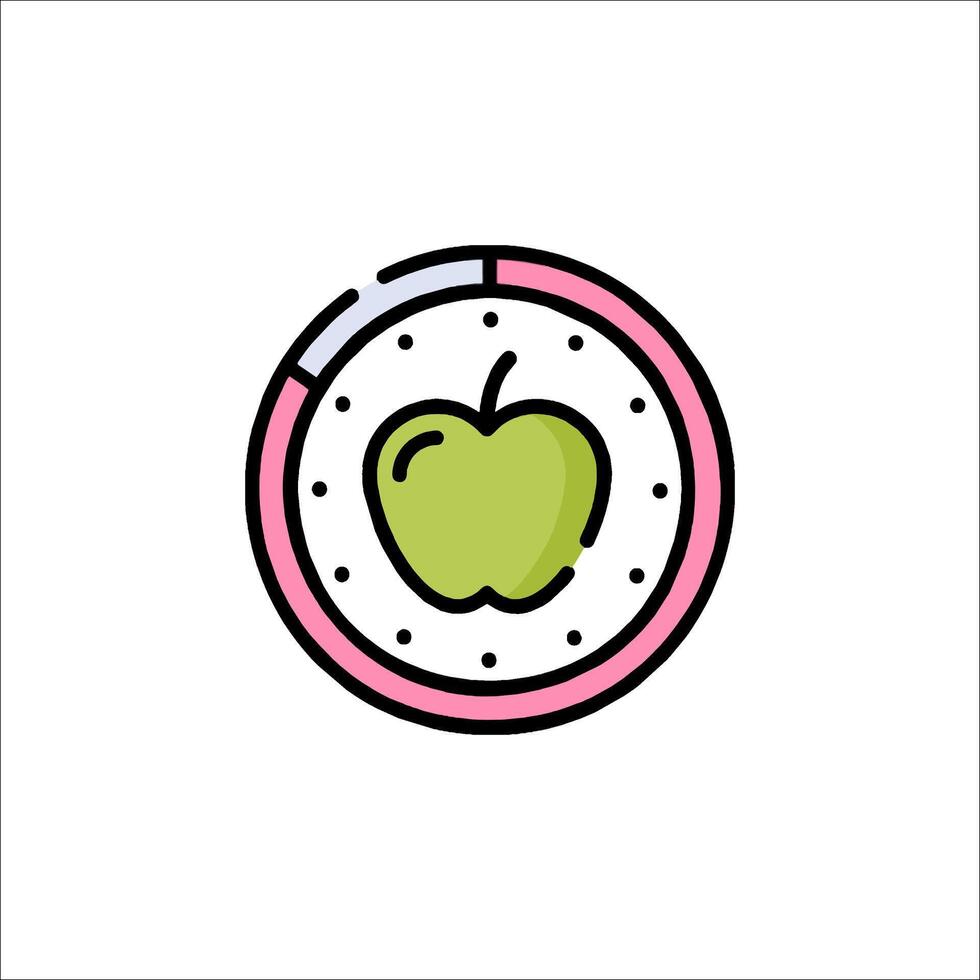 An apple in a clock icon vector