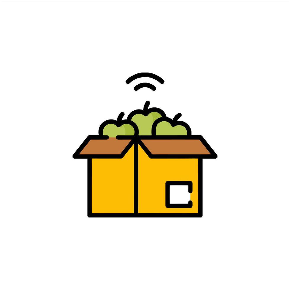 A box with apples inside and a wifi icon vector