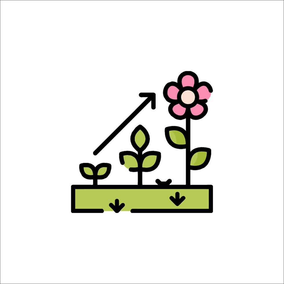 A flower growing in a pot with an arrow pointing up vector