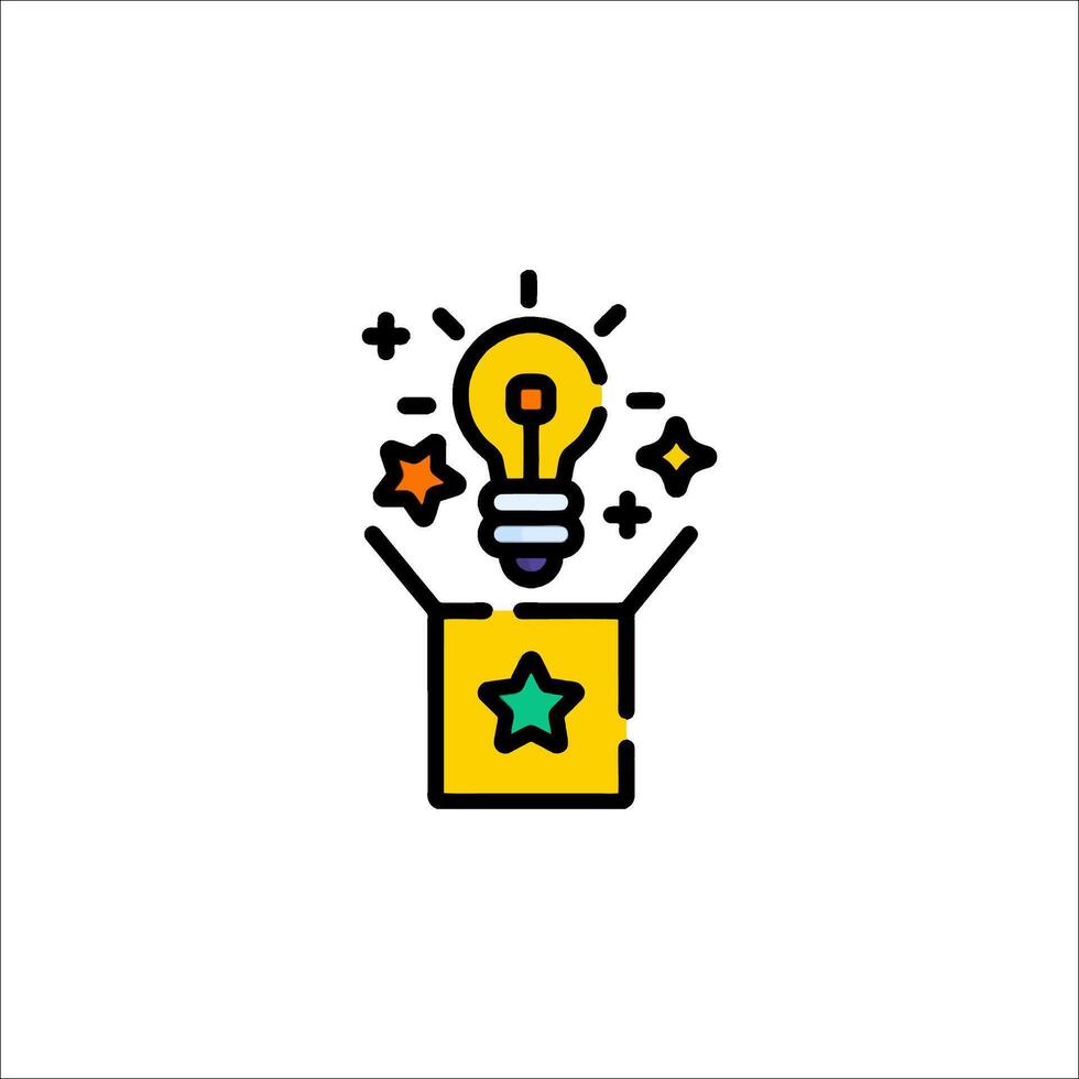 An idea light bulb icon with stars and stars vector
