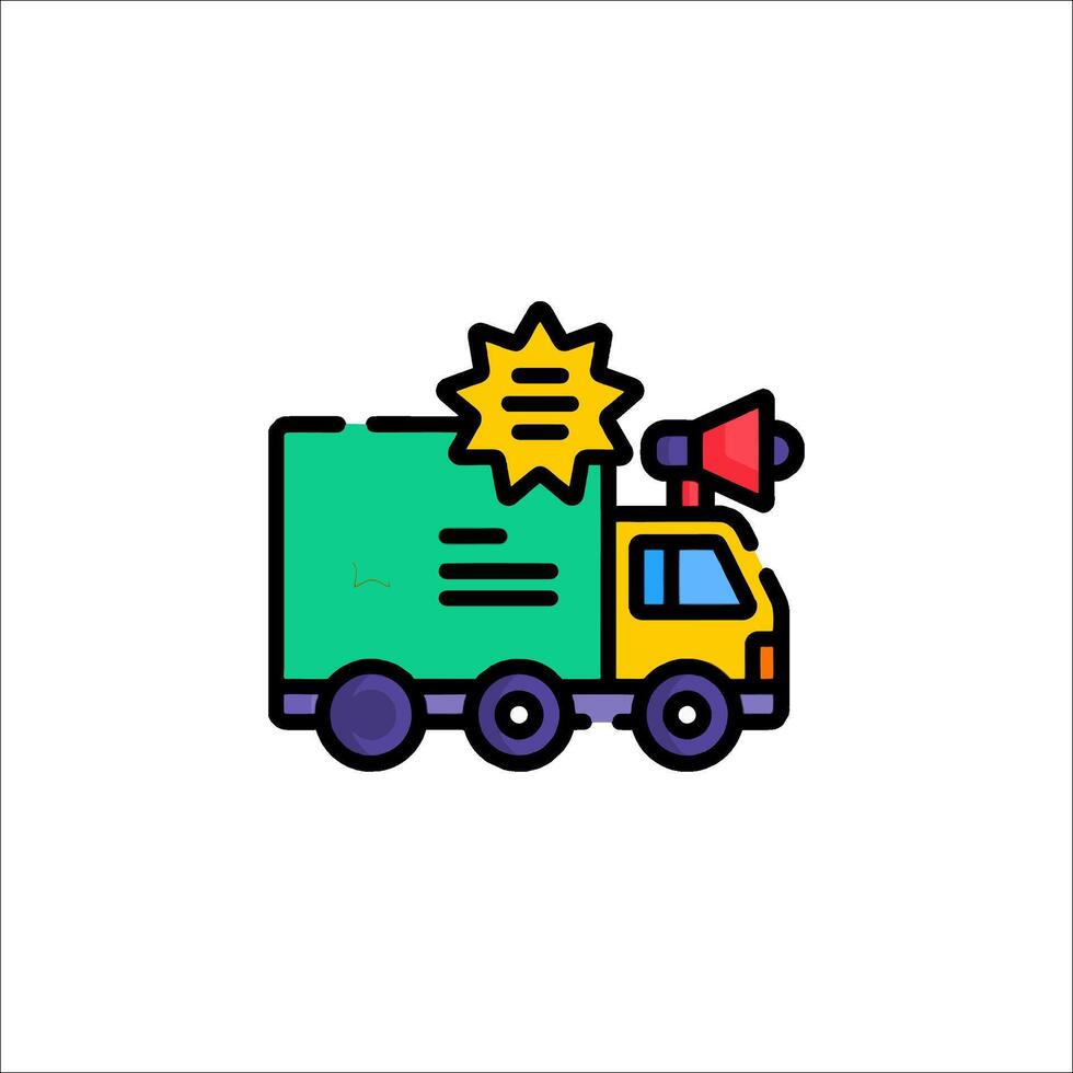 A truck with a sun on top and a sign on the side vector