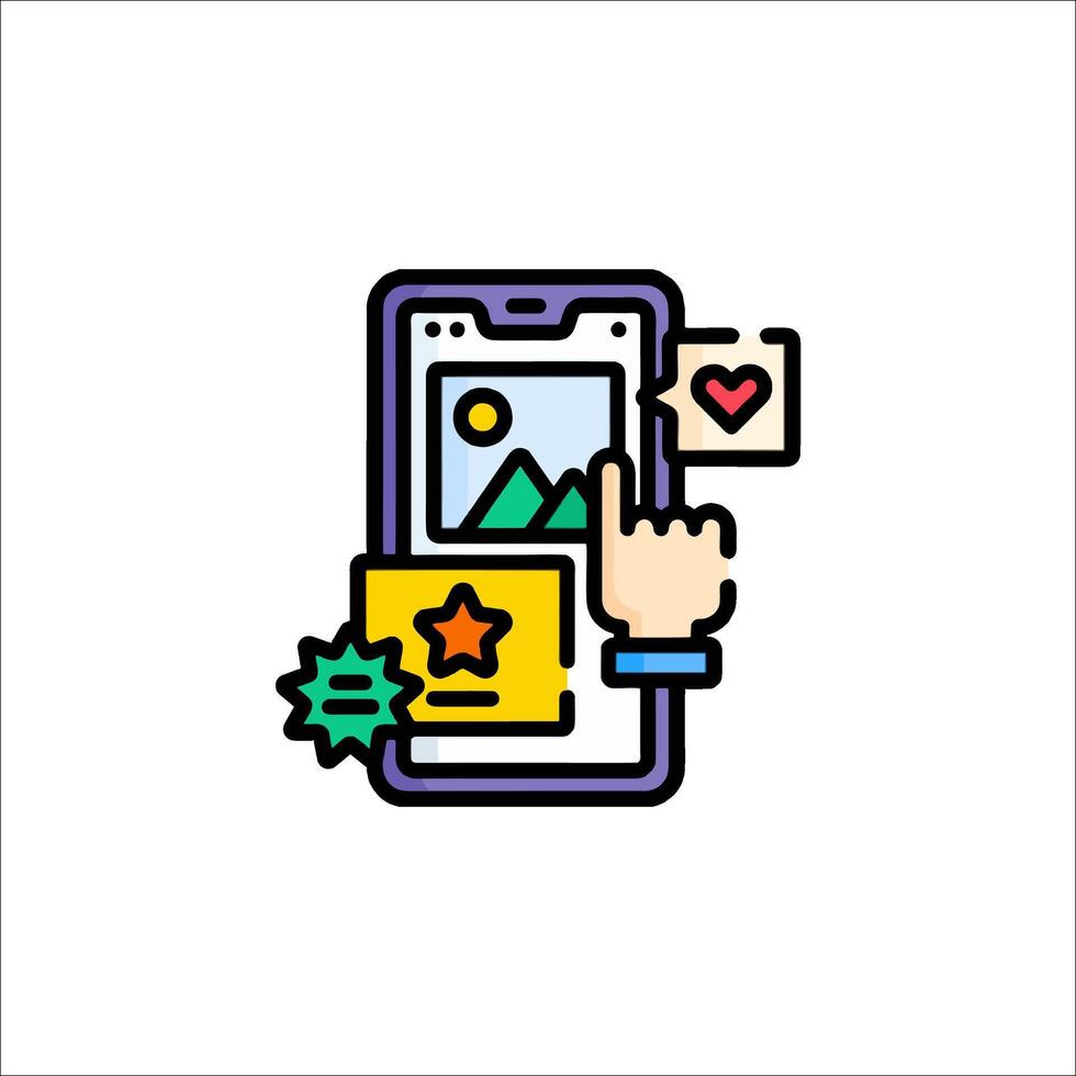 A hand holding a phone with a camera and a camera vector