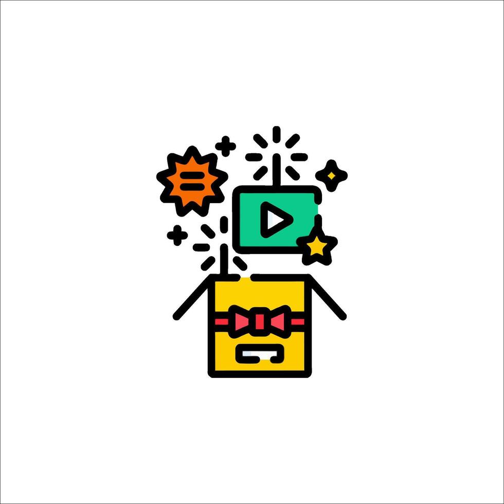 A robot is holding a box with a on it vector