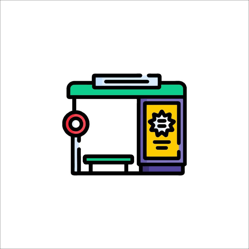 A train station with a sign on it vector