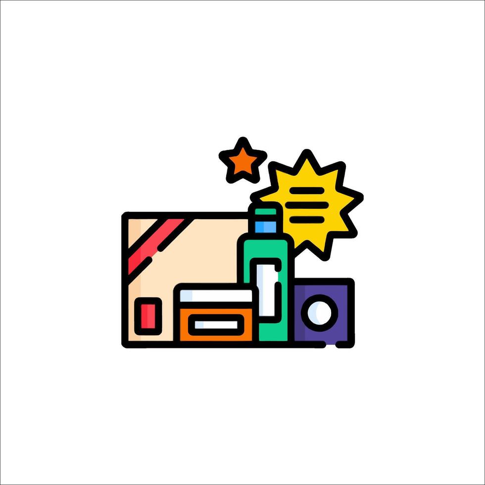 A colorful icon of a box with a star on it vector