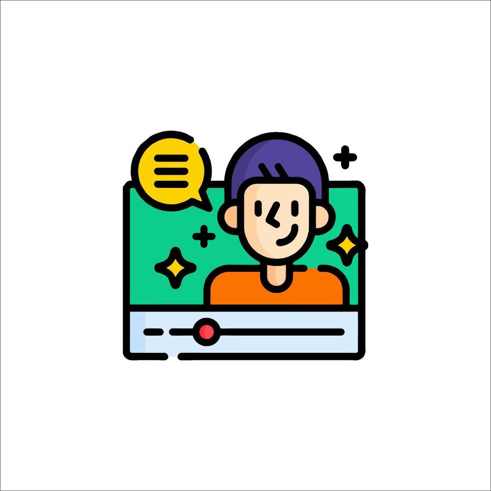 A man with a computer and a speech bubble icon vector