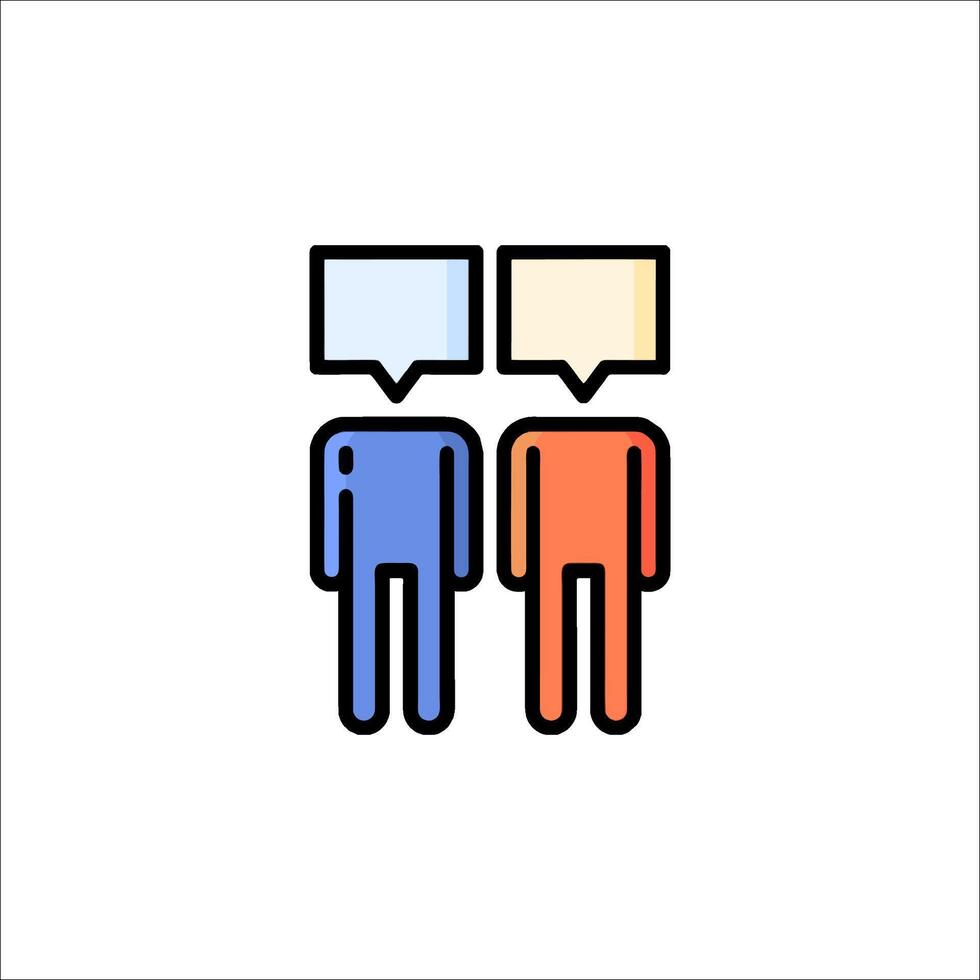 Two people talking with speech bubbles on their heads vector