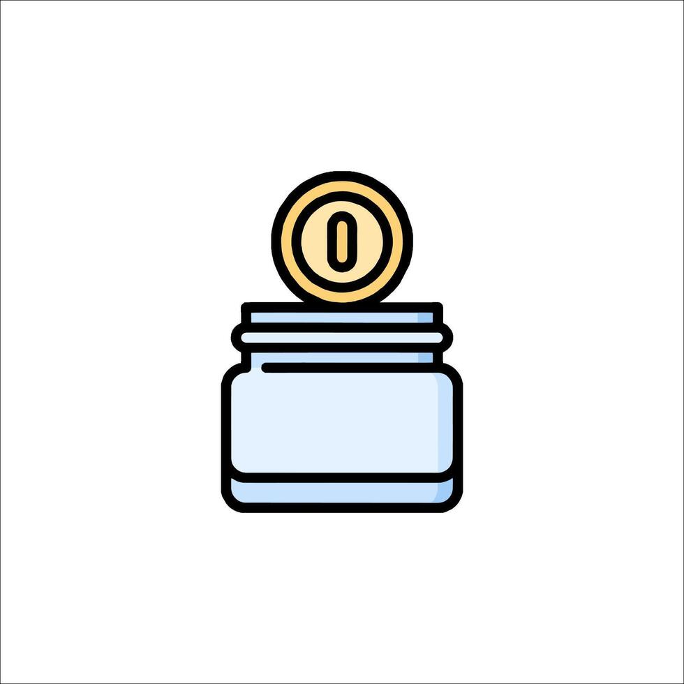 A jar with a coin inside it on a white background vector
