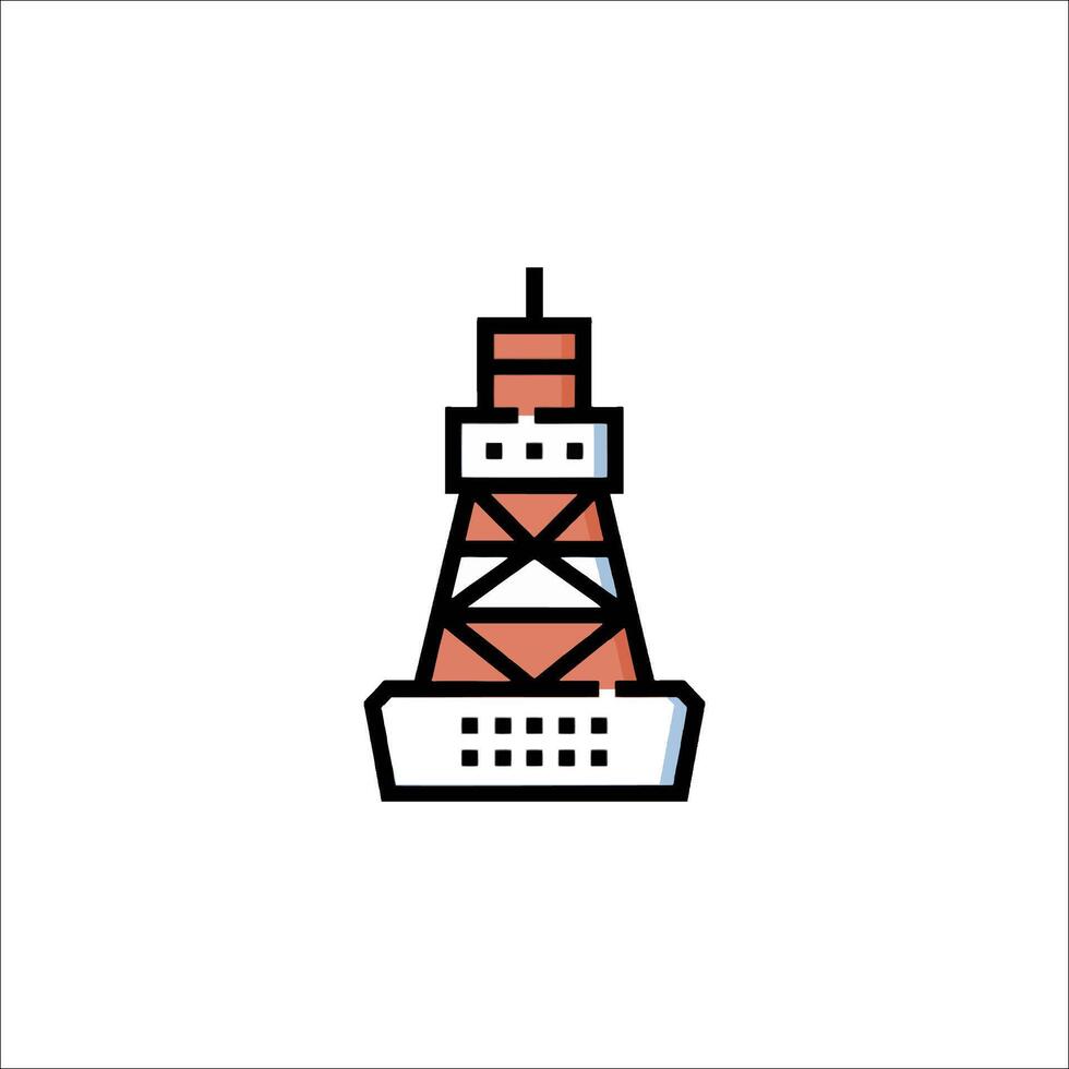 A tower with a red and blue outline vector