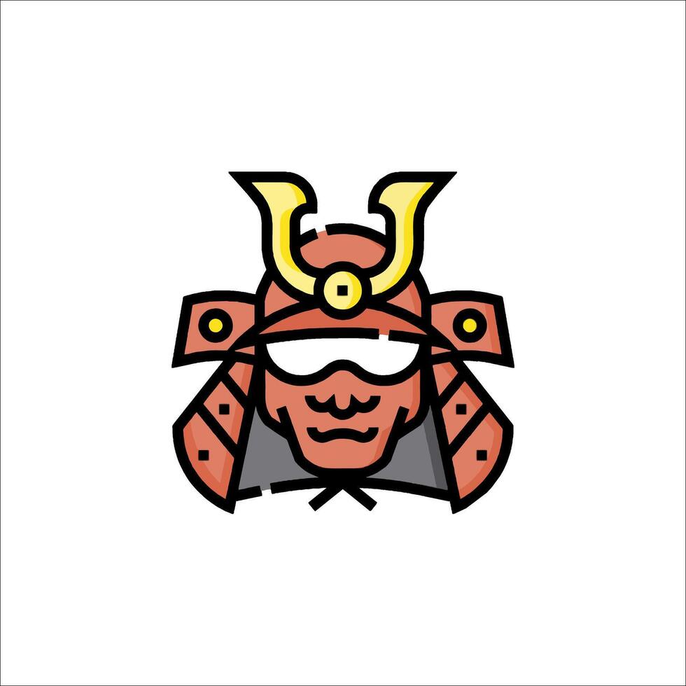 A samurai helmet icon with a red helmet vector