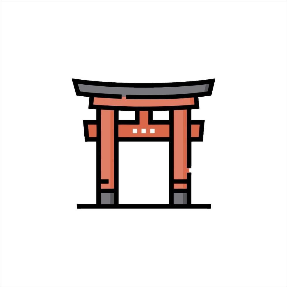 Japanese tori gate icon illustration vector