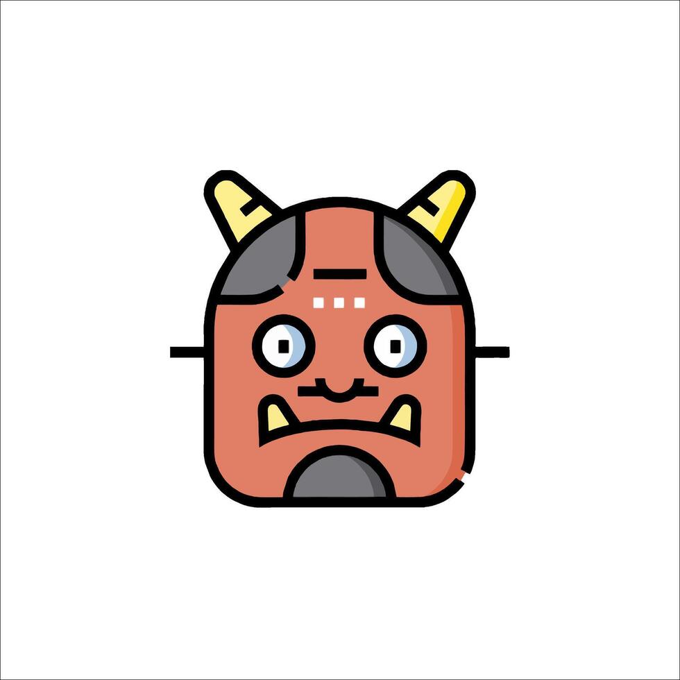 A cartoon demon head with horns and eyes vector