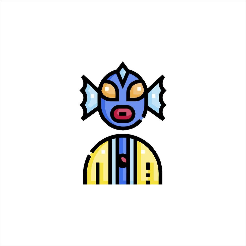 A colorful character with a fish head vector