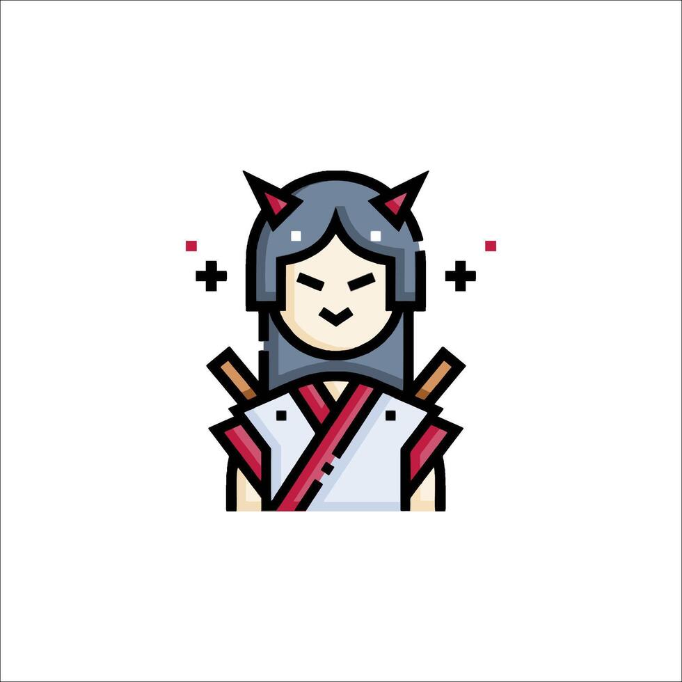 A woman with horns and a sword vector