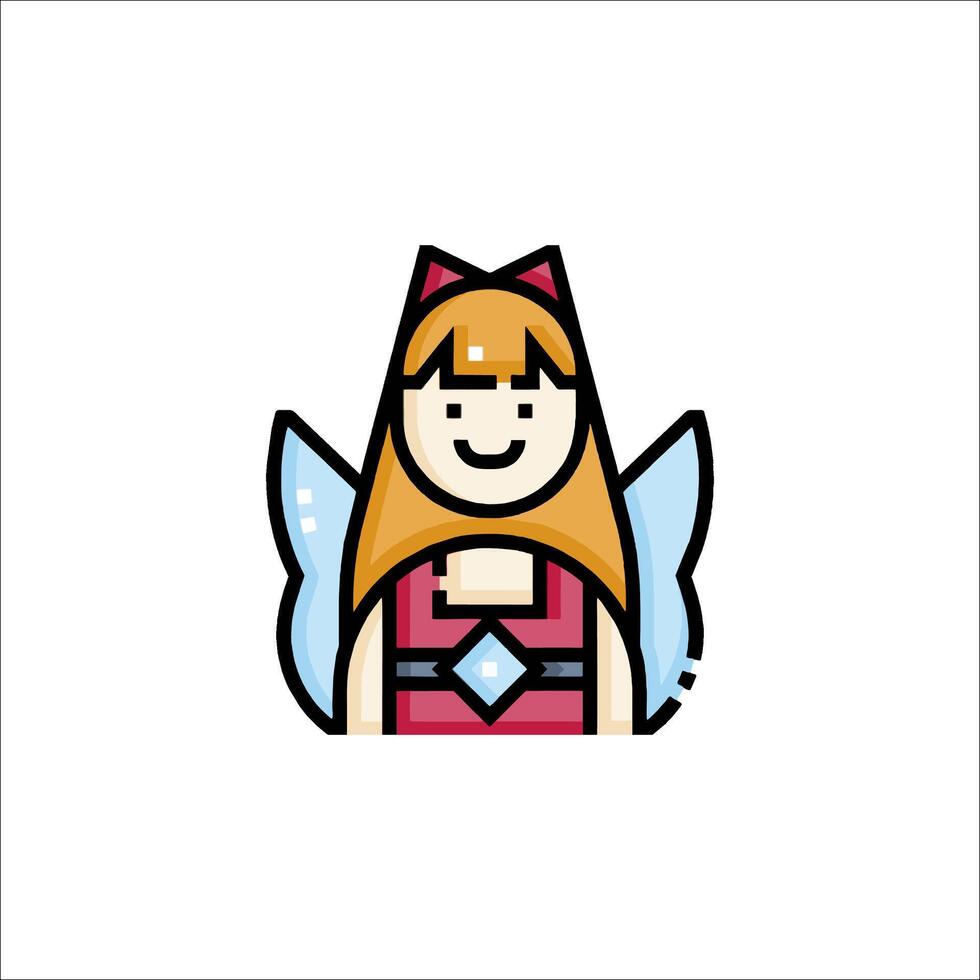 A cartoon character with a red dress and wings vector