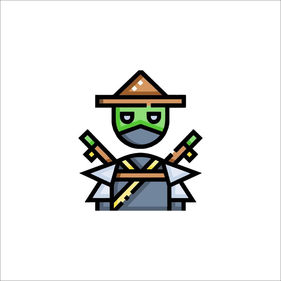 Ninja character icon in a minimalist style vector