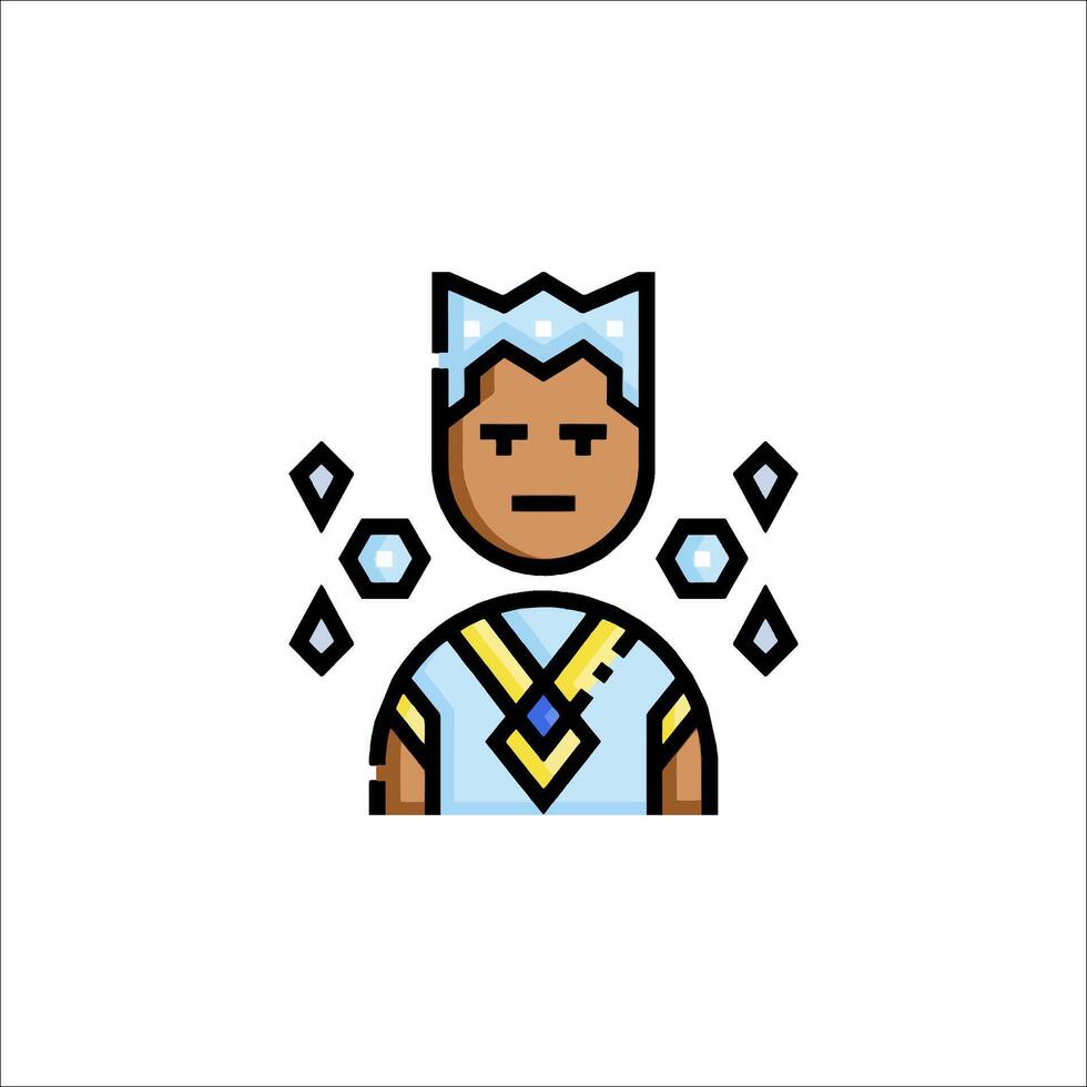 A pixel style character with a crown on his head vector