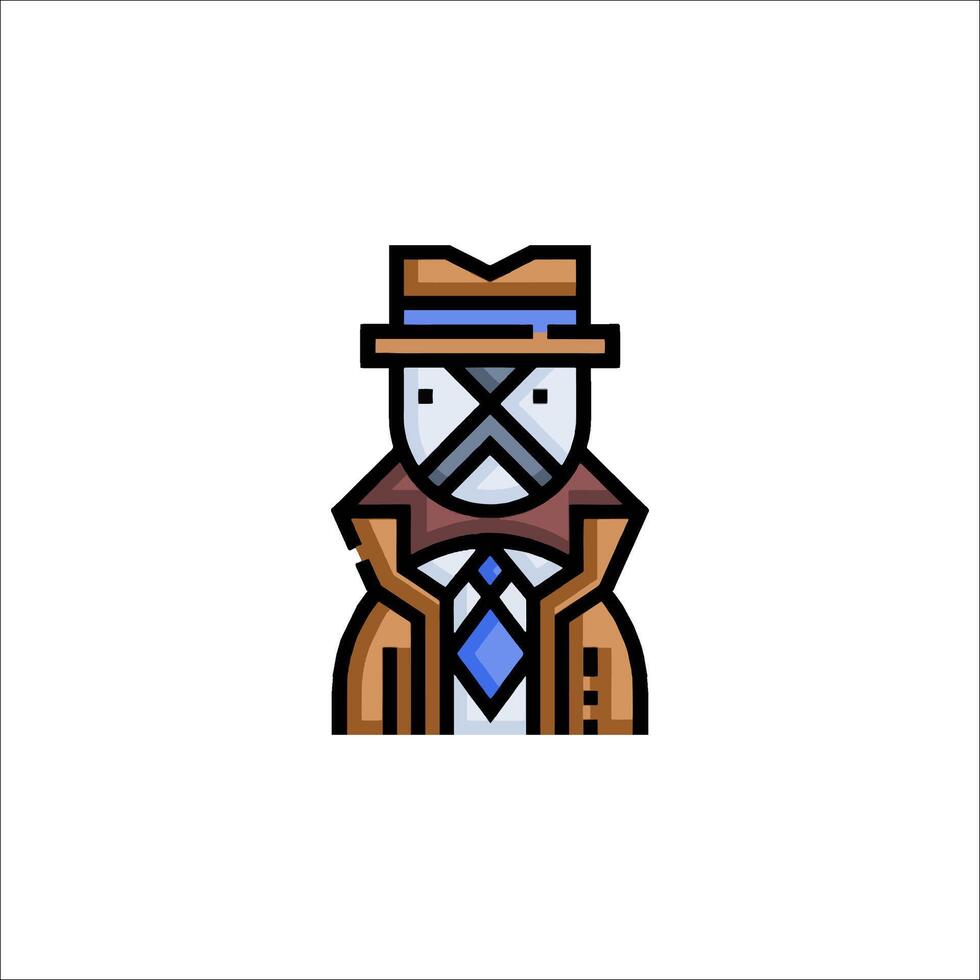 A man in a hat and tie with a tie around his neck vector