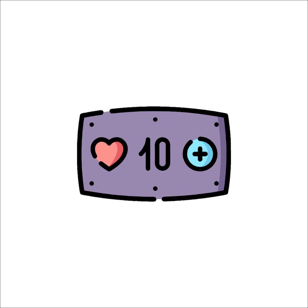 A purple button with a heart and a number 10 vector
