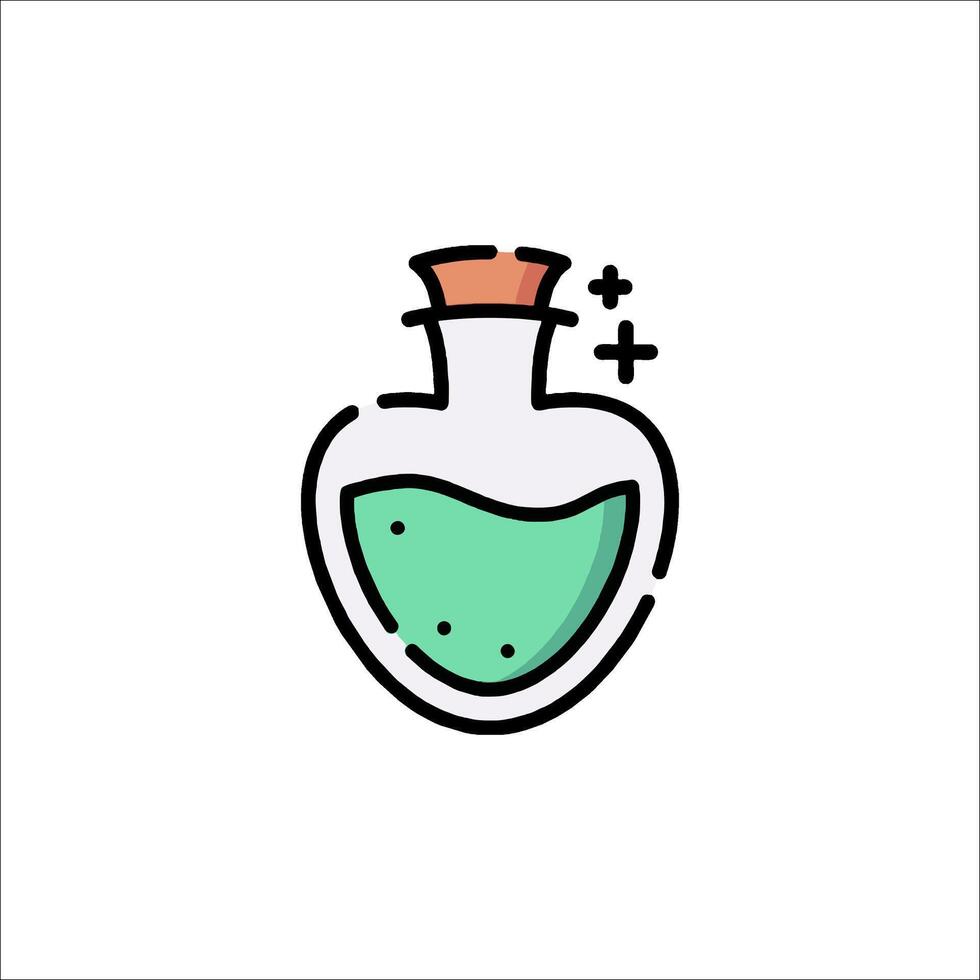 A potion bottle with a green liquid inside vector