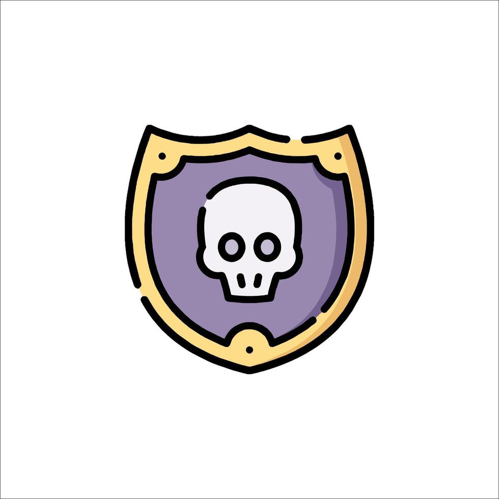 A skull and shield icon on a white background vector