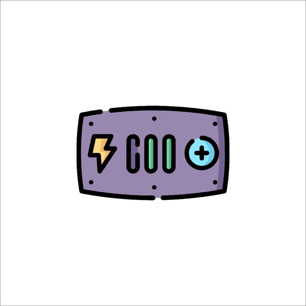 A purple battery with a lightning bolt on it vector