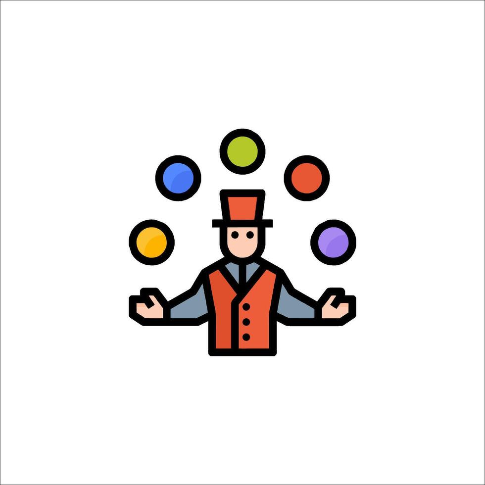 A man in a top hat and vest holding up a bunch of balls vector
