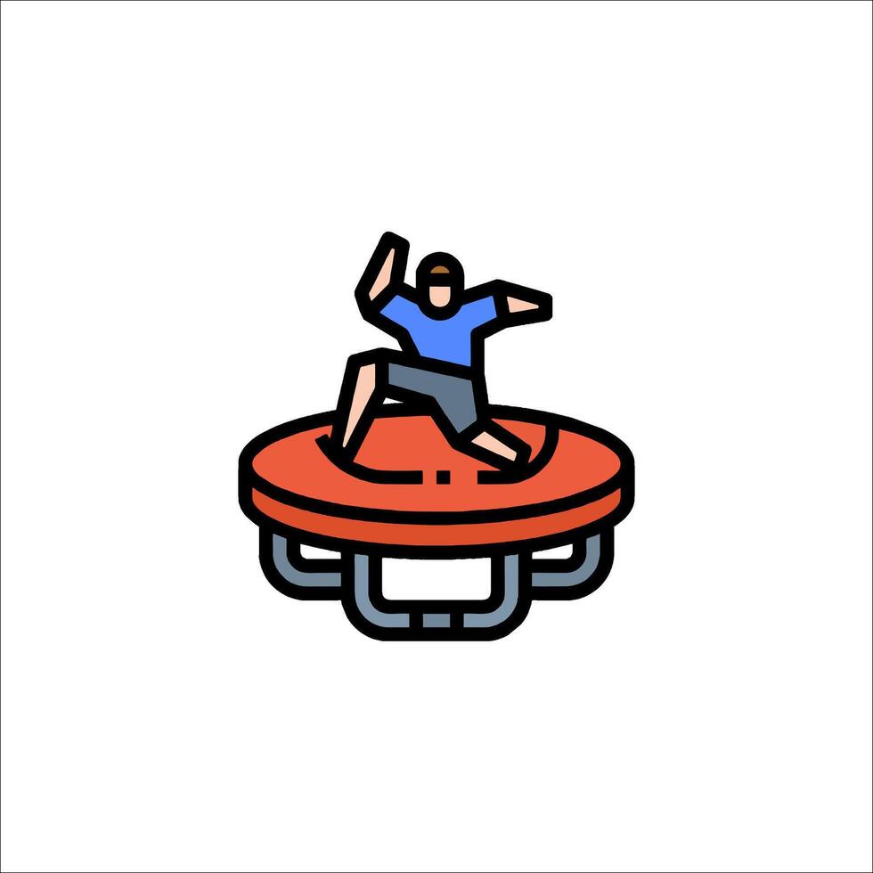 A man on a trampoline in a flat line icon vector