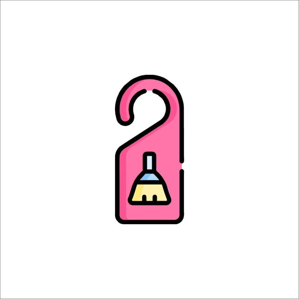 A pink door handle with a broom on it vector