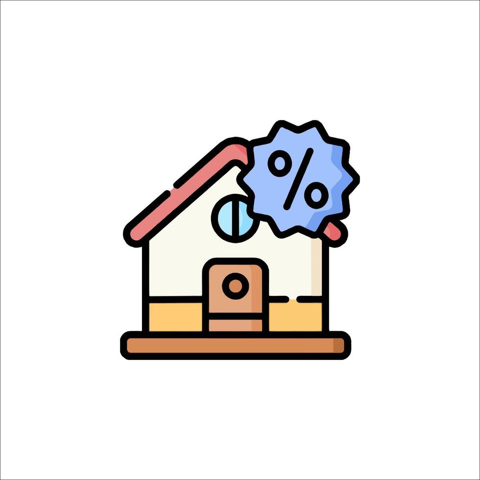 A house with a percent sign on it vector