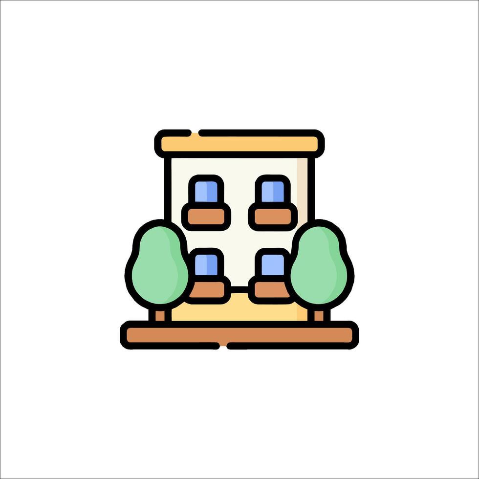 A building with trees and bushes on it vector