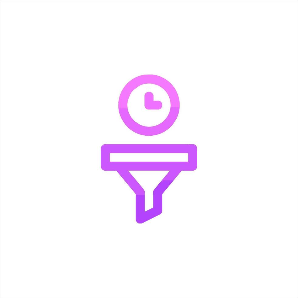 A purple and pink icon of a clock vector