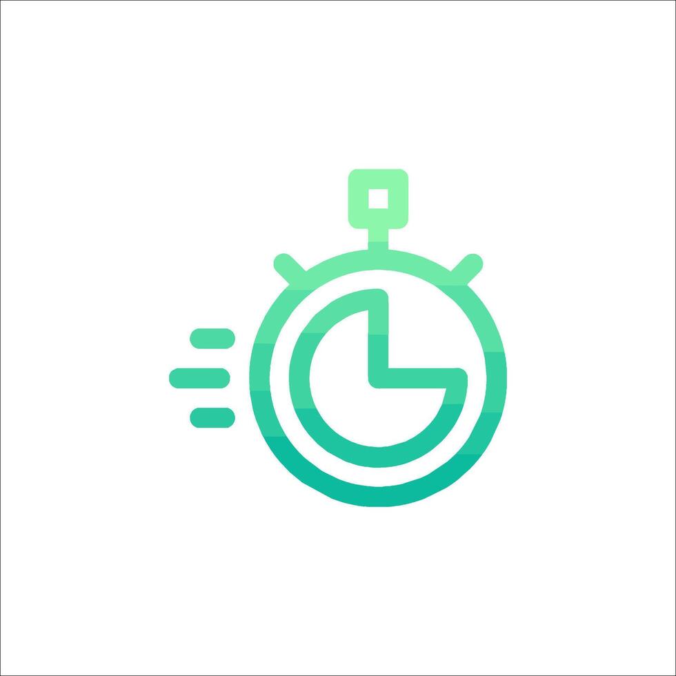 A stopwatch icon with a green and blue color scheme vector