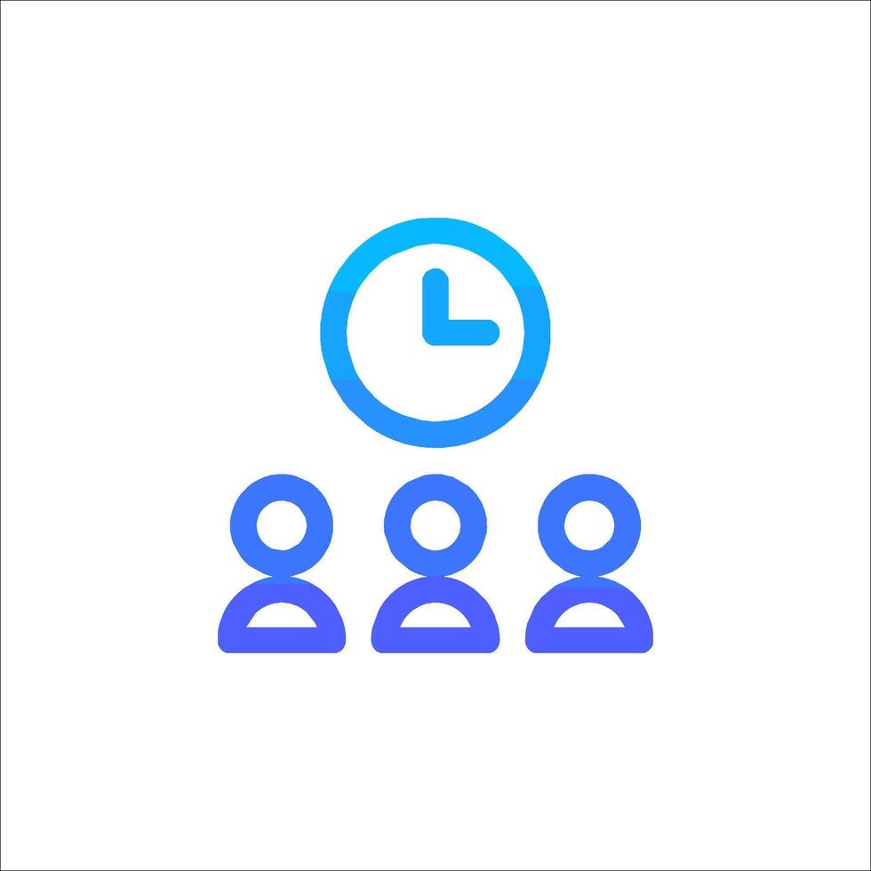 A group of people with a clock on top of them vector