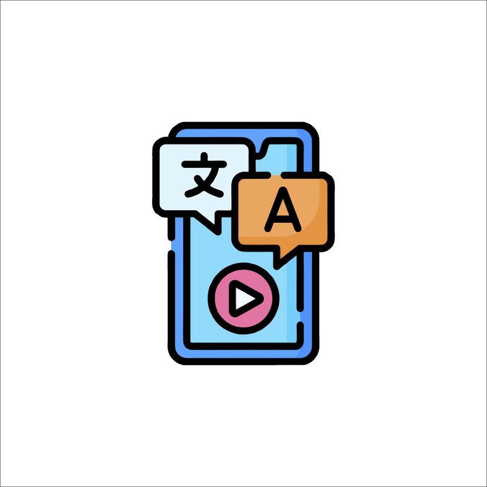 A smartphone with a speech bubble and a play button vector