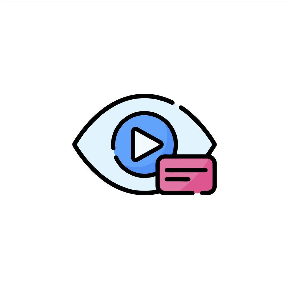 An eye with a play button on it vector