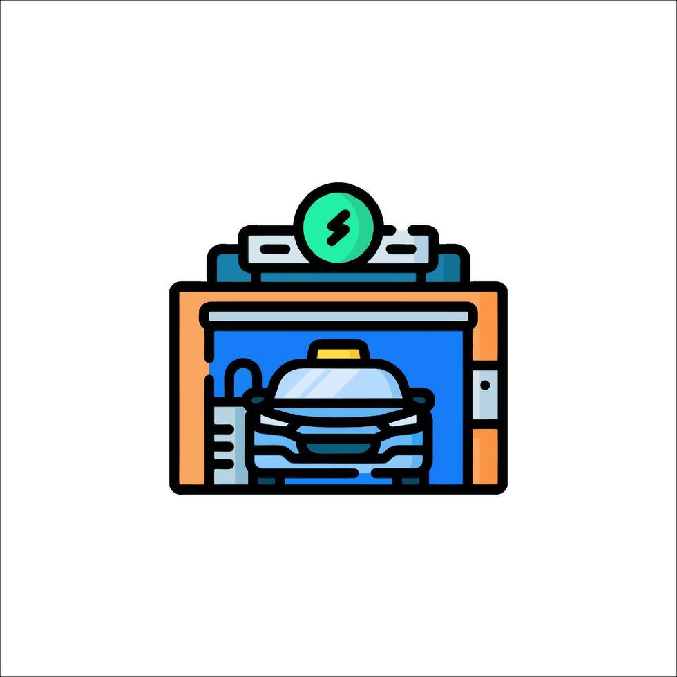 Car garage icon with a car inside vector