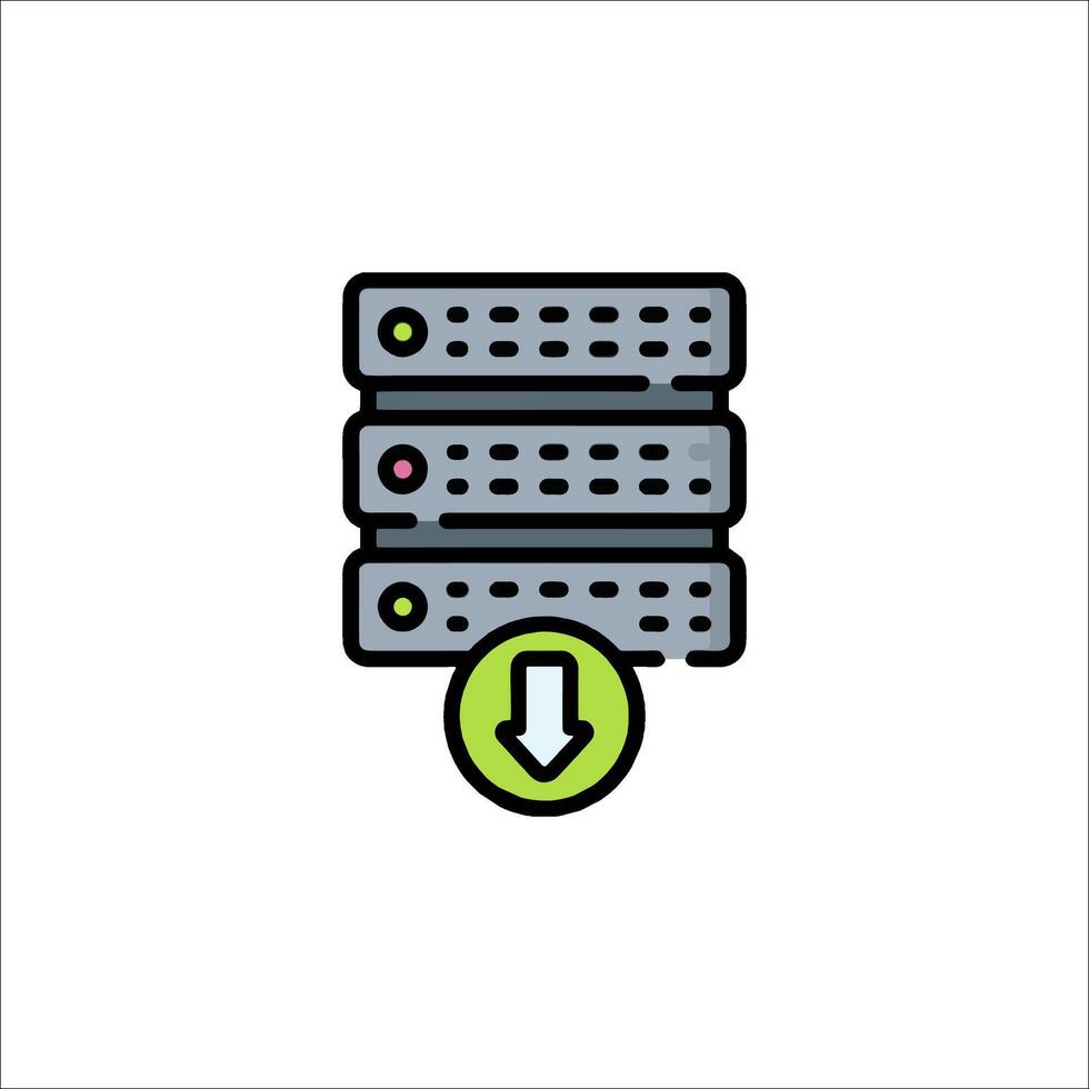 A server with a green arrow pointing down vector