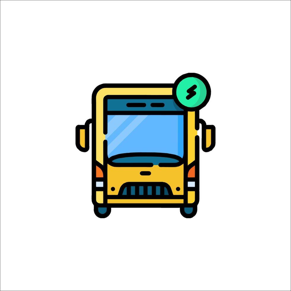A bus icon with a green light on it vector