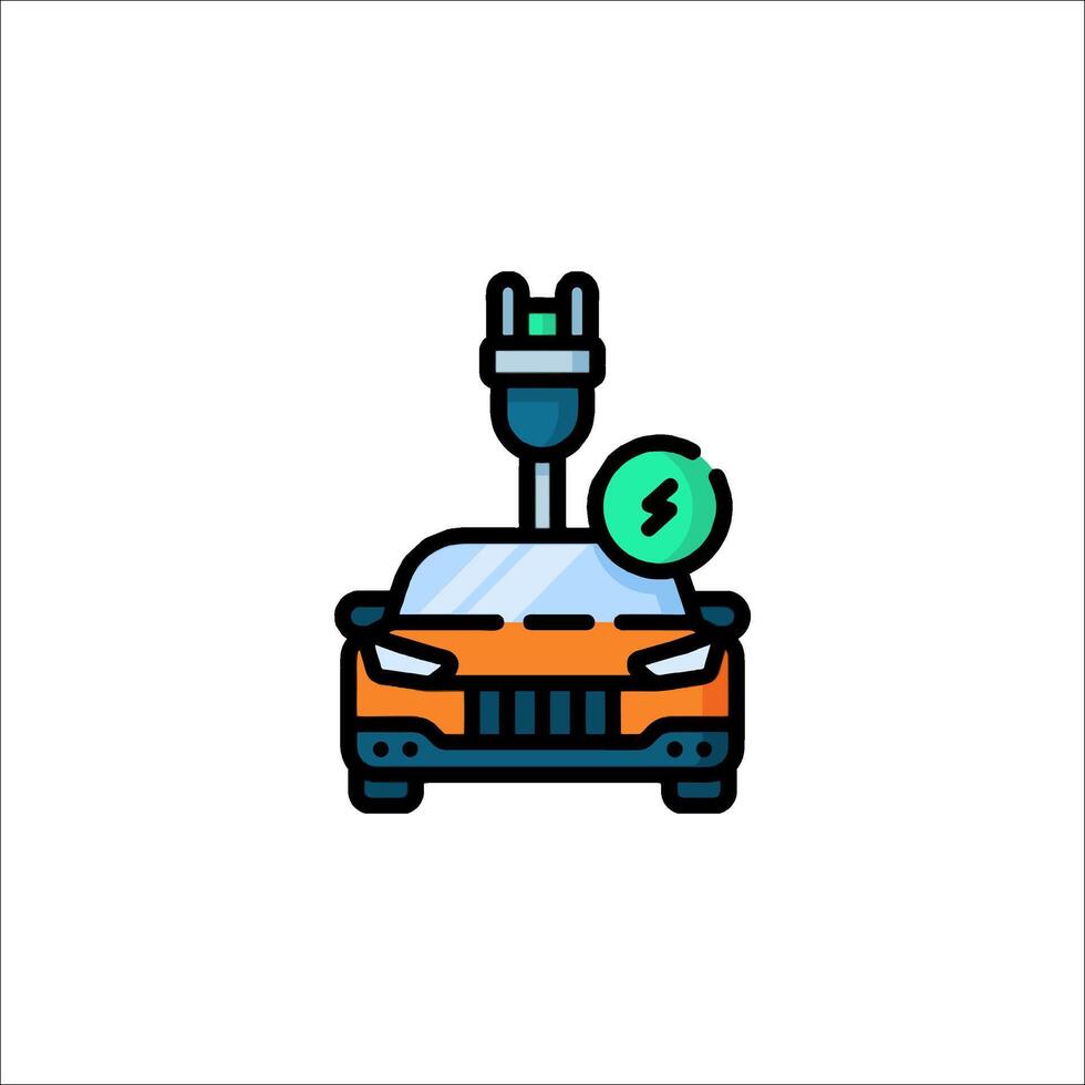 Electric car icon with a plug on top vector