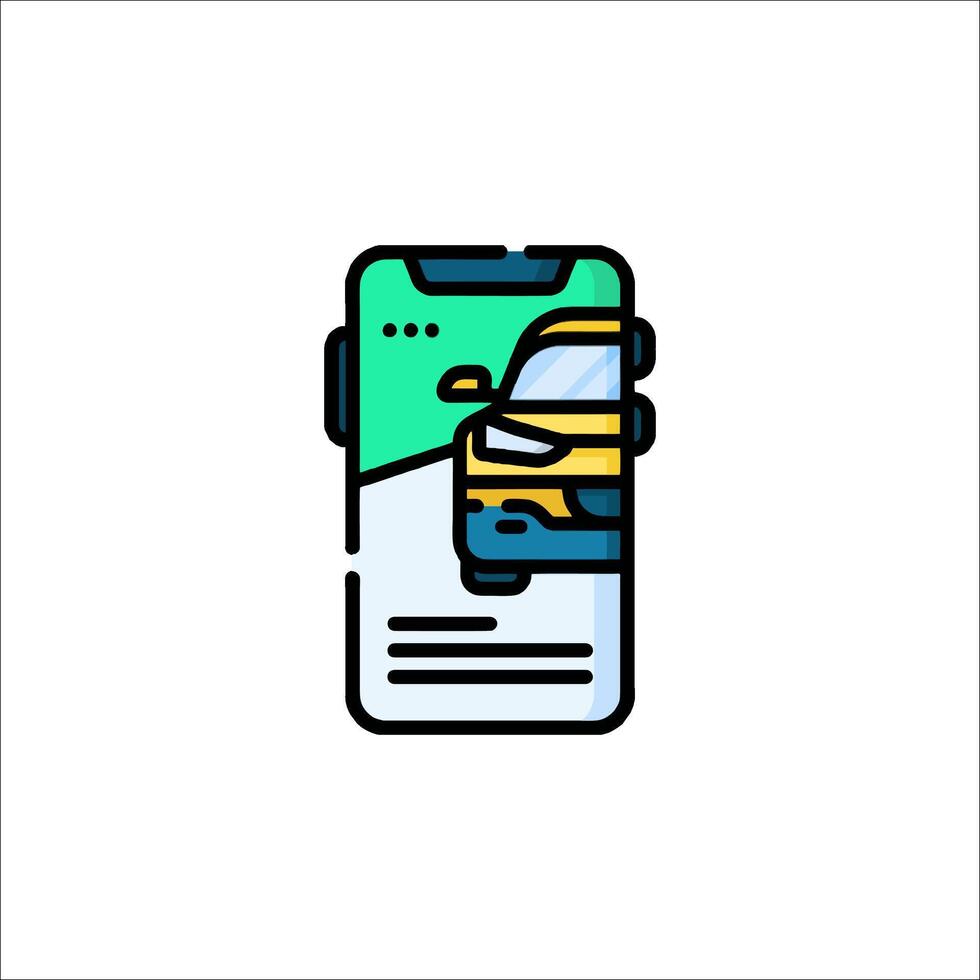 A car is sitting on a phone screen vector
