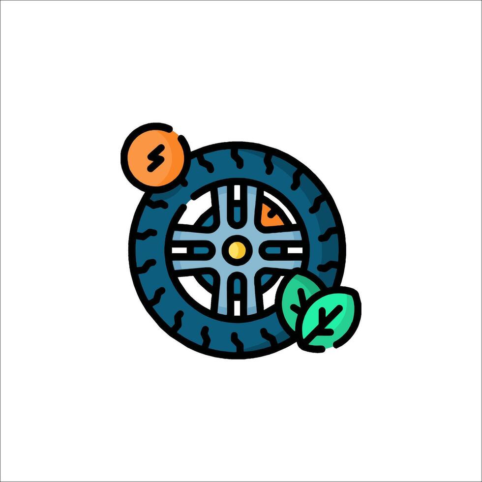 A car tire with a leaf on it vector