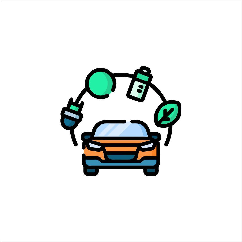 A car with a green light and a green light bulb vector
